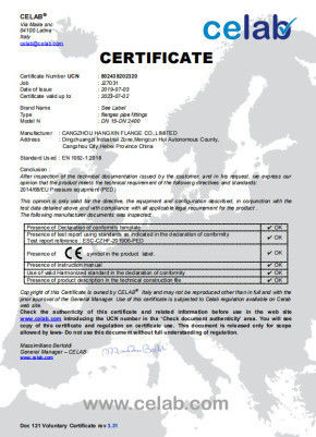 চীন Cangzhou Hangxin Flange Co.,Limited সার্টিফিকেশন